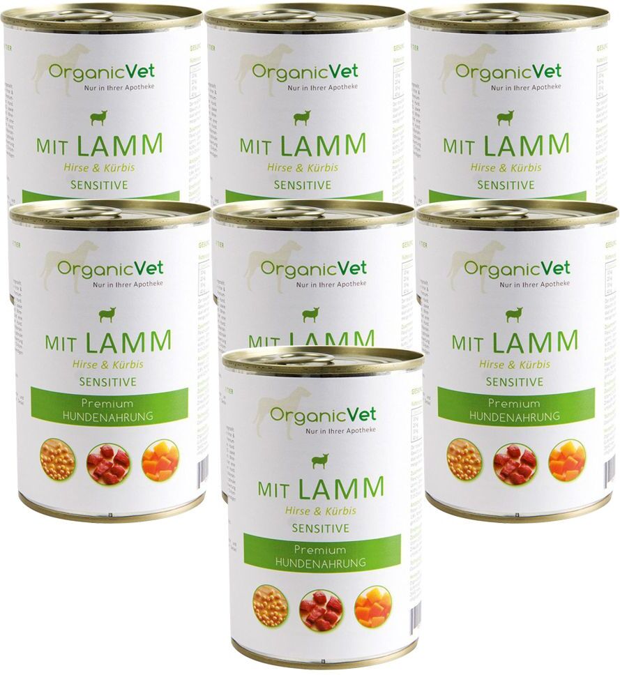 OrganicVet Hund Sensitive Lamm, Hirse mit Kürbis 7-er Set 7x400 g Futter
