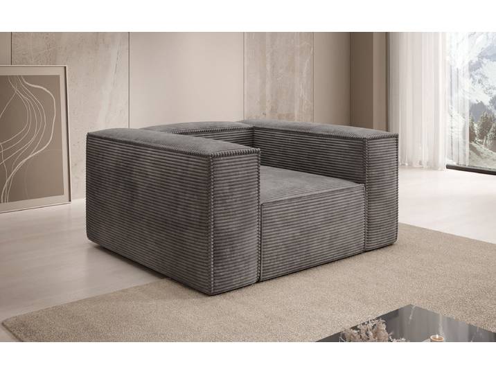 Designer Sofa-Sessel Lesley in Cord - Amber - Cord - Luxusbetten24