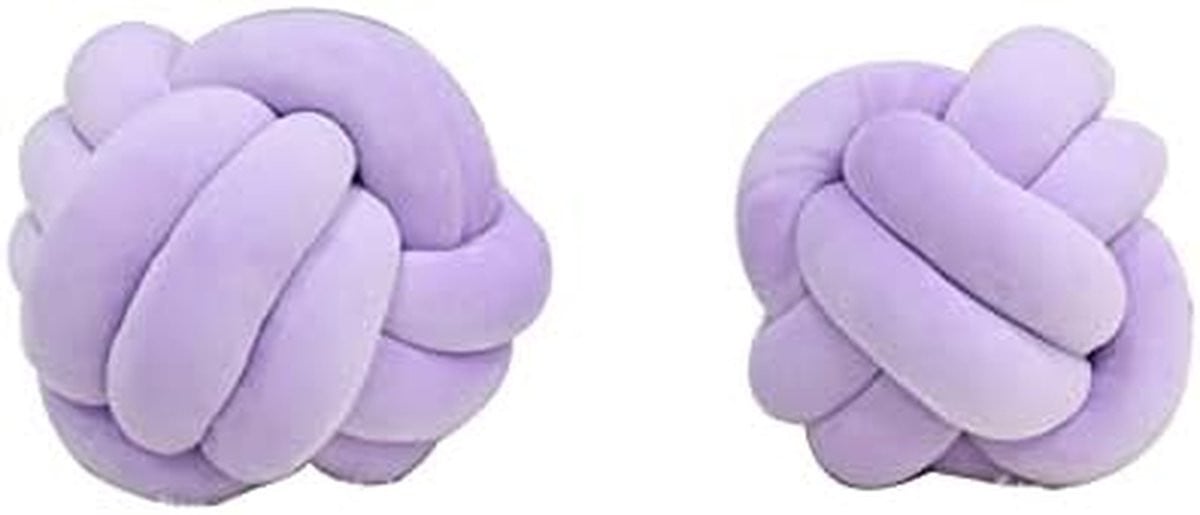 Set van 3 handgemaakte paarse knoop balkussen van polyester