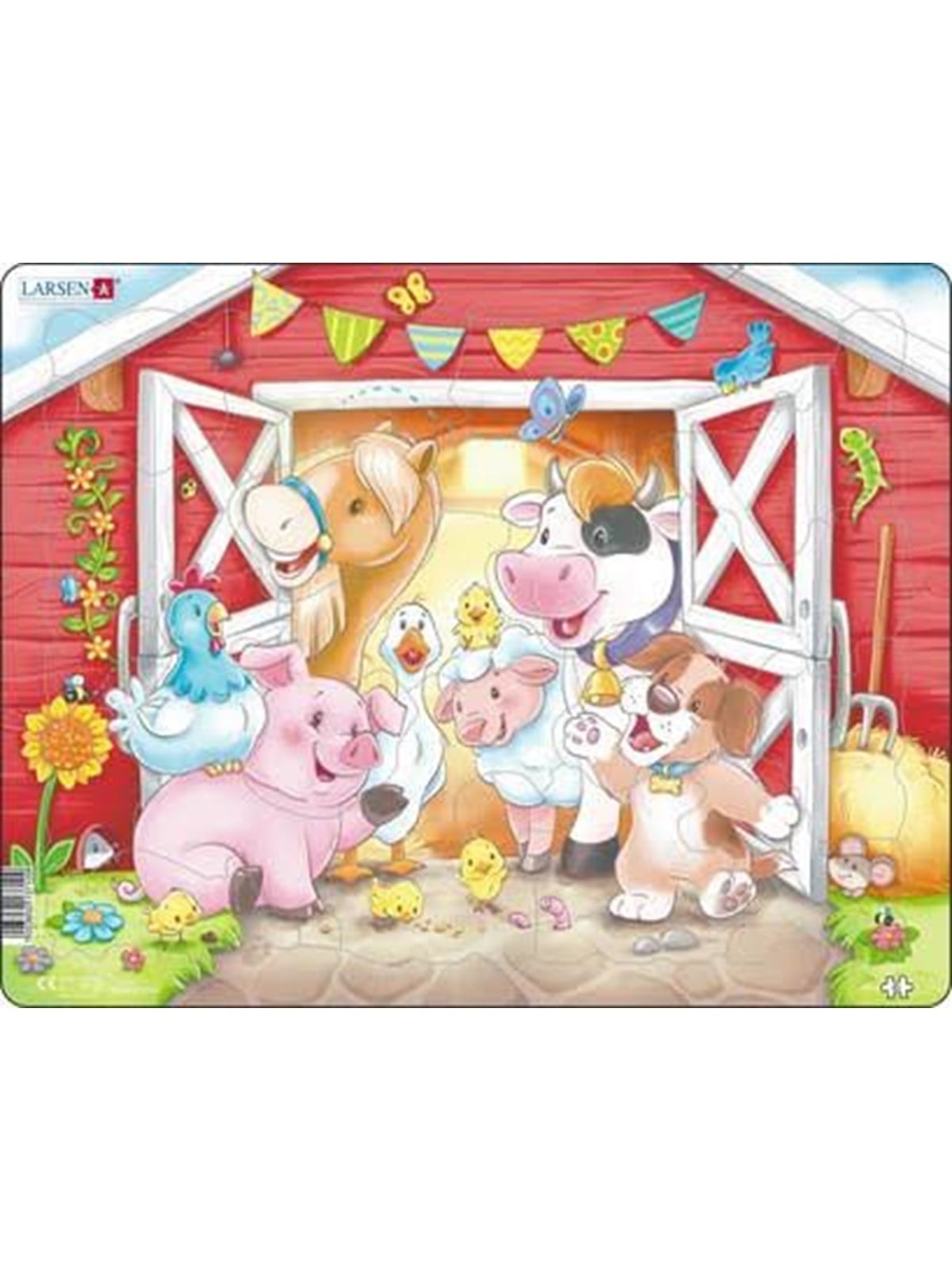 Larsen Puzzles Puzzle: Cute Animals in the Barn - 21 pieces Maxi (36.5 x 28.5 cm) 2D Puzzles
