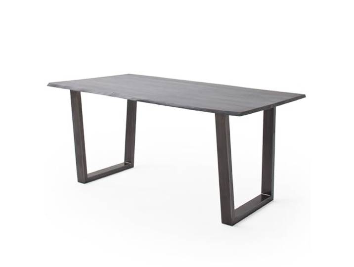 Lomadox Esszimmer Tisch Esstisch Massivholztisch 200x100 cm, Akazie massiv, grau sandgestrahlt, Massivholz/Echtholz, Metallgestell in Trapezform, antik gewischt