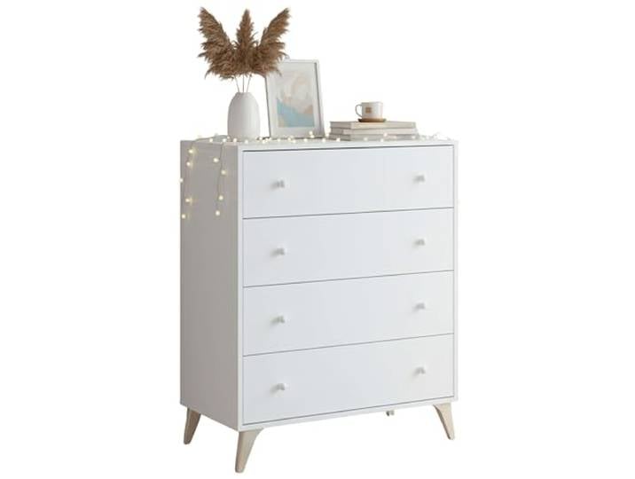 Habitdesign Modèle Sweet Commode 4 tiroirs 95 x 77\,5 x 40 cm Blanc « Artik »