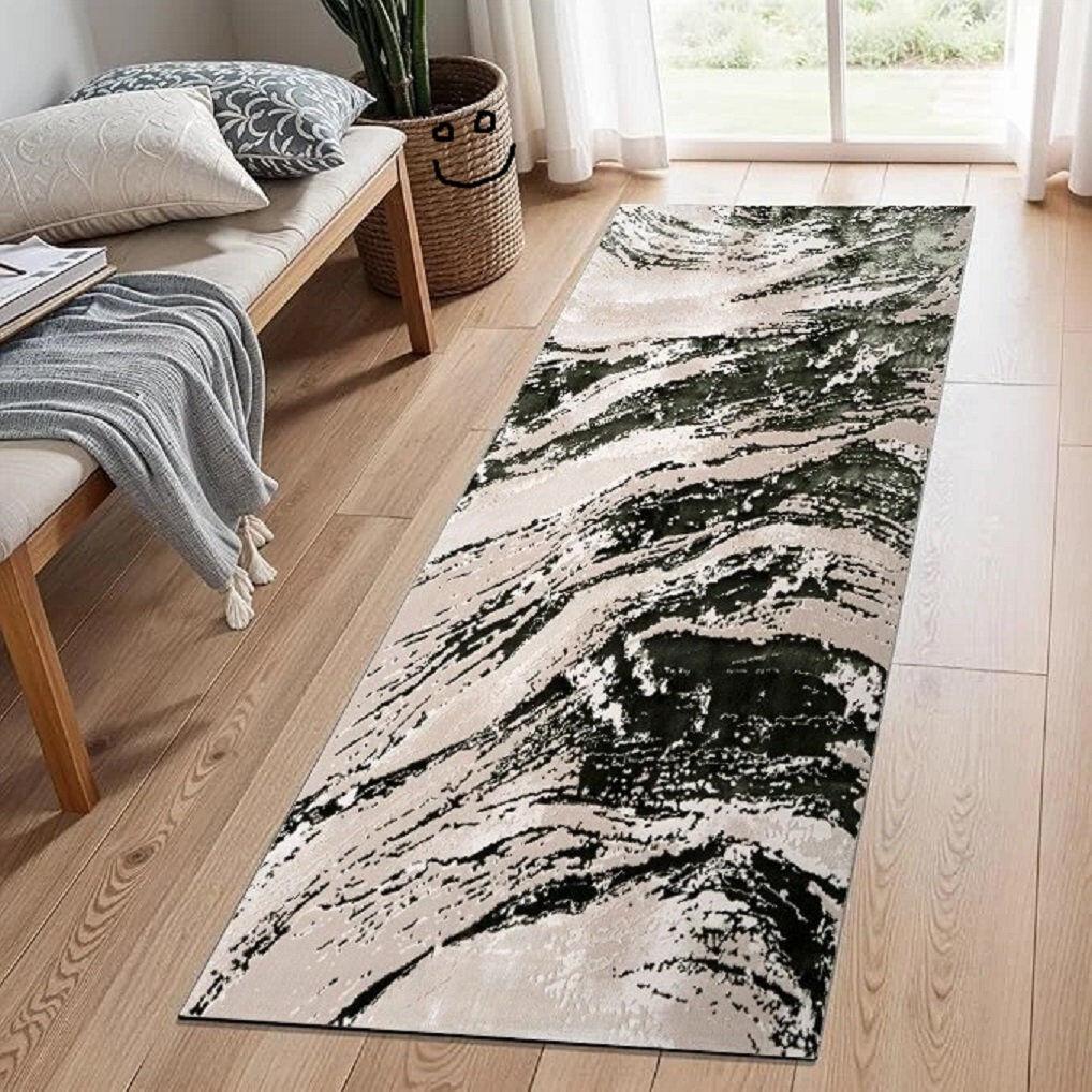 Brayden Studio Abstract Flatweave Kilim Area Rug Brown Runner 60 x 220 cm