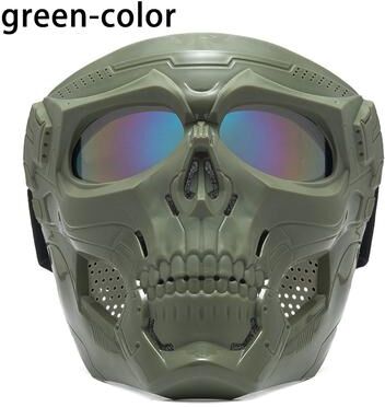 Youfap Market Windproof Tactical Mask Halloween Props Motorcycle Skull Mask green