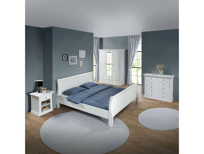 Table de nuit massive 56 x 62 x 47cm Blanc/Epicéa blanc