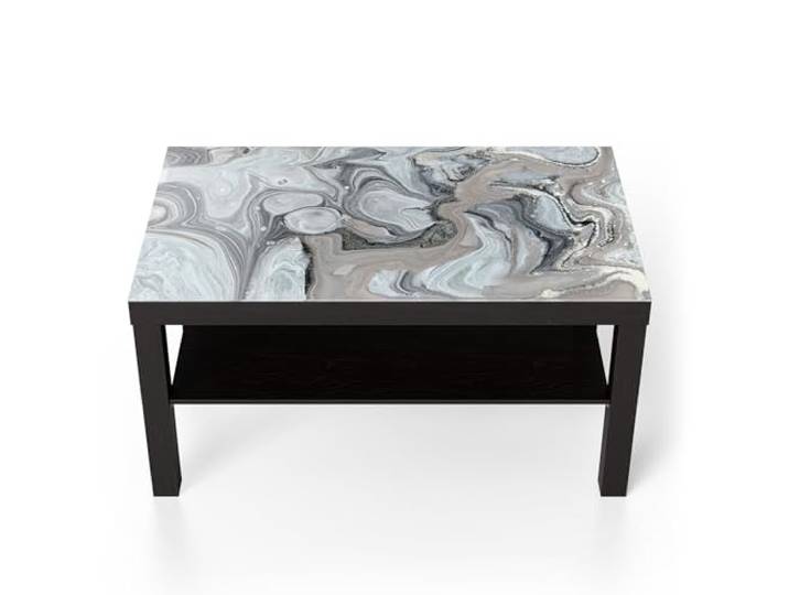 DEQORI Glastisch schwarz groß 90x50 cm Motiv Organische Eleganz ausgefallener Beistelltisch aus Glas Hochglanz Couchtisch fürs Wohnzimmer moderner Couch Tisch mit Design