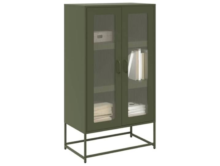 RJPLMFV Anrichte hoch, Stahl, Olive, 68 x 39 x 123 cm Klapptür, geschlossene Aufbewahrung, Wandbefestigung inklusive, kaltgewalzter Stahl
