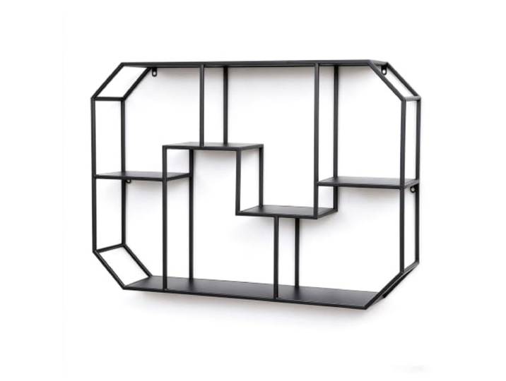 RBXNHGS Wandregal Industrial Style, Weinregal Wand Aus Metall, Weinschrank Robustes Metall, Industrie-Design, Platzsparend, Multifunktionale Aufbewahrung(Black-D)