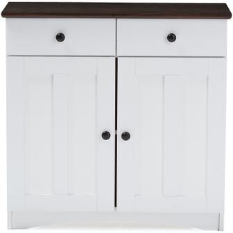 Lauren Two-Tone Buffet Kitchen Cabinet With Two Doors And Two Drawers Furniture by Baxton Studio in White