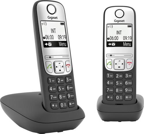 Gigaset A690 Duo DECT Schnurloses Telefon analog Freisprechen, mit Basis, Wahlwiederholung Schwarz