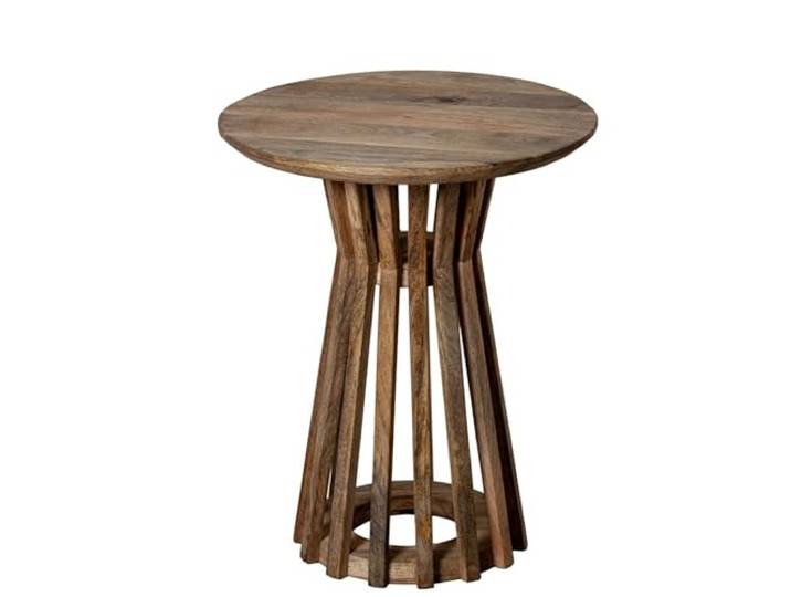DRW Beistelltisch aus Holz mit Basis aus Palillery in Natur, 46 x 46 x 56 cm