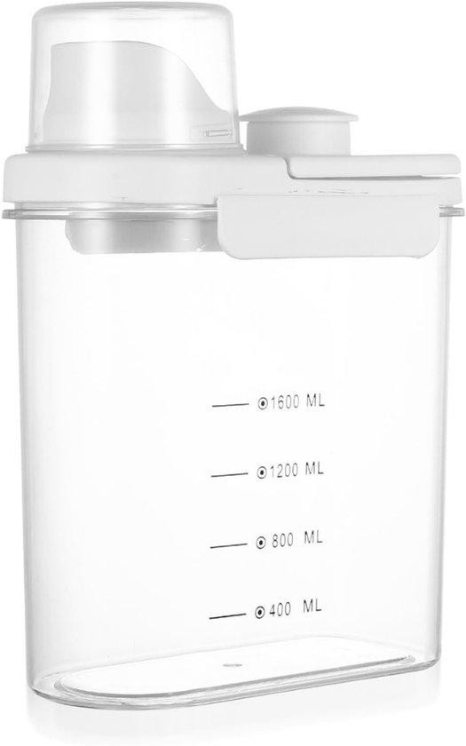 Luchtdichte en lekvrije wasmiddeldispenser van 2000 ml met meetbeker, transparant