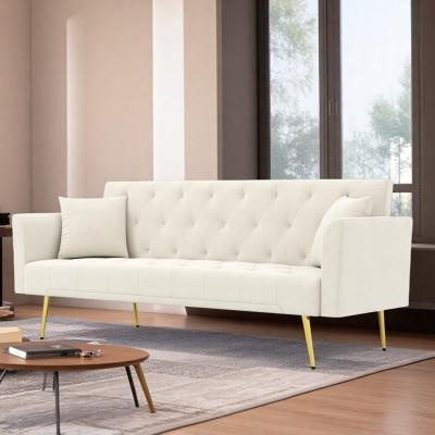 "72"" Velvet 3-in-1 Convertible Sleeper Sofa with Tufted Design and 3-Level Adjustable Backrest"