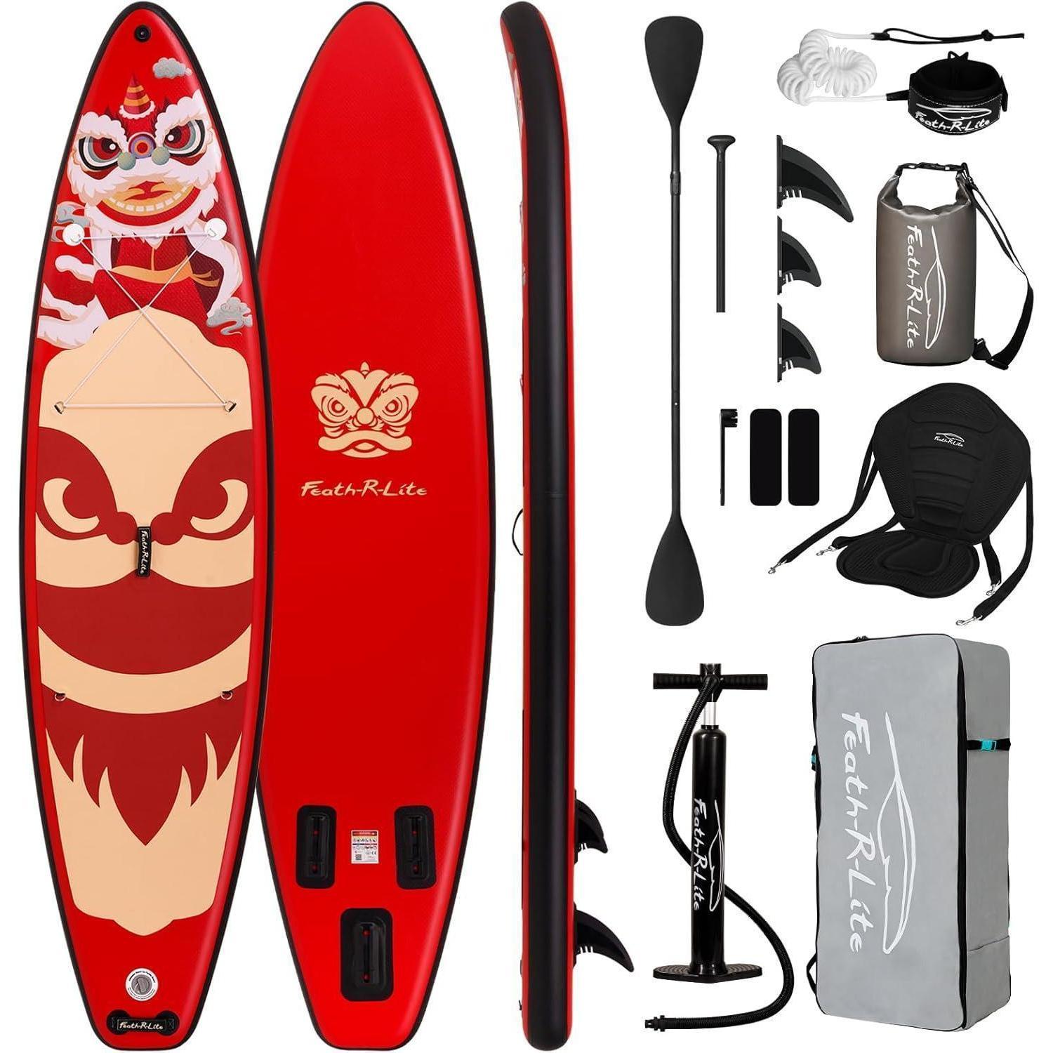 Aufblasbares Stand Up Paddle Board Multifunktionell Rot mit Sitz 335x82x15cm
