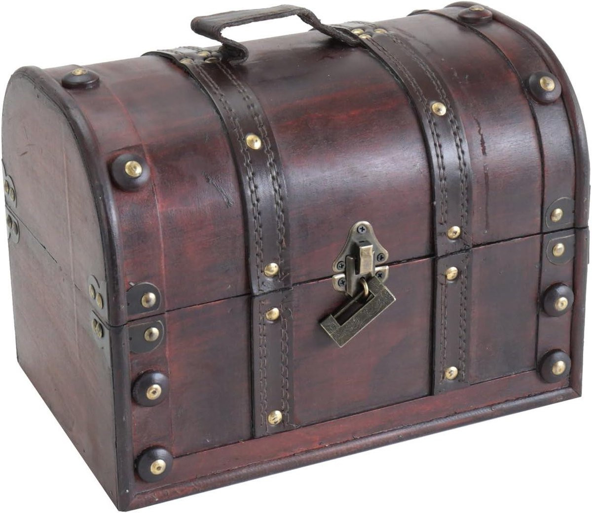 Handgemaakte houten schatkist decoratieve opbergdoos B/D/H: 30 x 20 x 22 cm