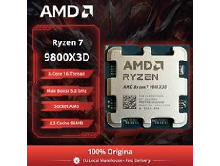 AMD Ryzen 7 9800X3D 8-Core Processor, 5,2 GHz Max Boost, 96 MB L3 Cache, 120 W TDP, Socket AM5, geen koeler inbegrepen