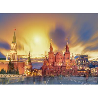 Fototapete PAPERMOON "Red Square Sunset Moscow", bunt, B:4m L:2,6m, Vlies, Tapeten