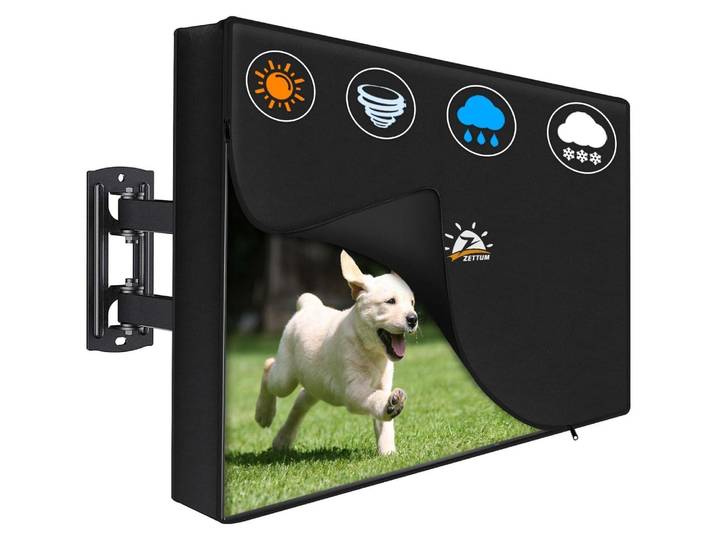 Aufklappbare TV Abdeckung 60-65 Zoll Wasserdicht Heavy Duty 600D PolyurethanOxford mit Reißverschluss Outdoor