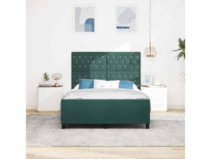 KTHLBRH Boxspringbett Samt Grün 140 x 200 cm Massives Kiefernholz, modernes Design, Behälter, bequeme Unterstützung