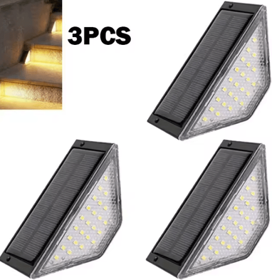 Inspire Curations Solar Triangle Step Lights Waterproof LED Stair And Pathway Lights 3pcs warm Light