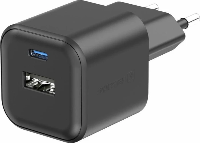 Swissten Netzwerkadapter GaN 1x USB-C 20W PD + 1x USB-A 18W QC schwarz