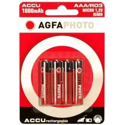 AgfaPhoto Batterijen 1x4 Akku NiMh Micro 1000 mAh Wiederaufladbarer Akku Nickel-Metallhydrid (NiMH)