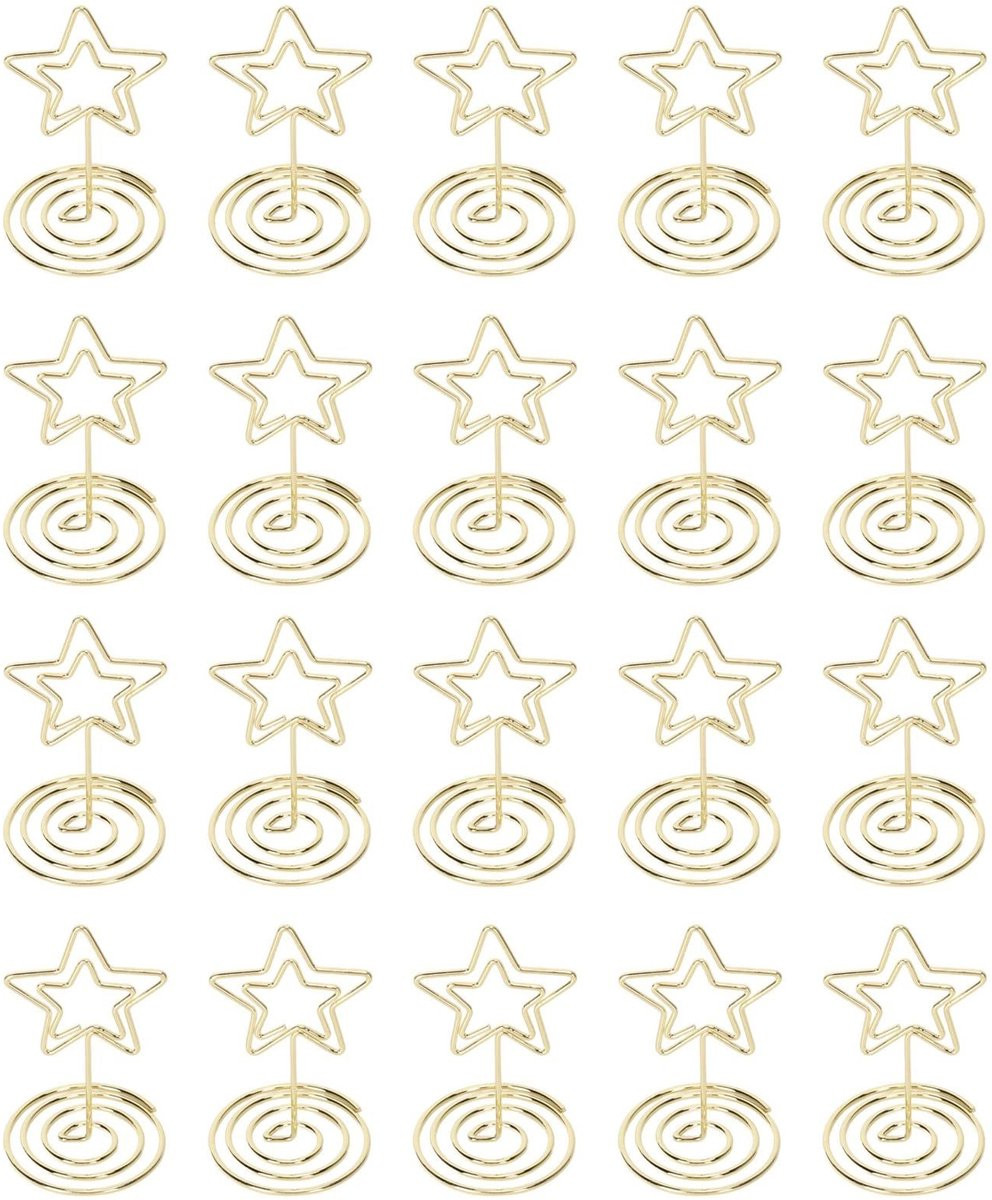 Dailygoods Sterren Tafelnummerhouder en Fotohouder van Metaal - Set van 20 stuks