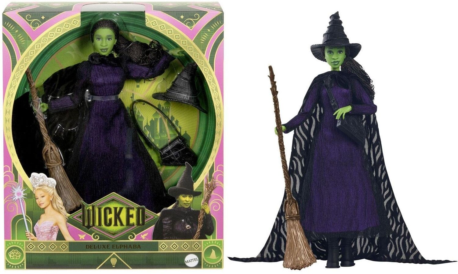 Lennies Toys Universal Pictures Wicked Deluxe Elphaba Fashion Doll by Mattel, 12 in, Black/Purple