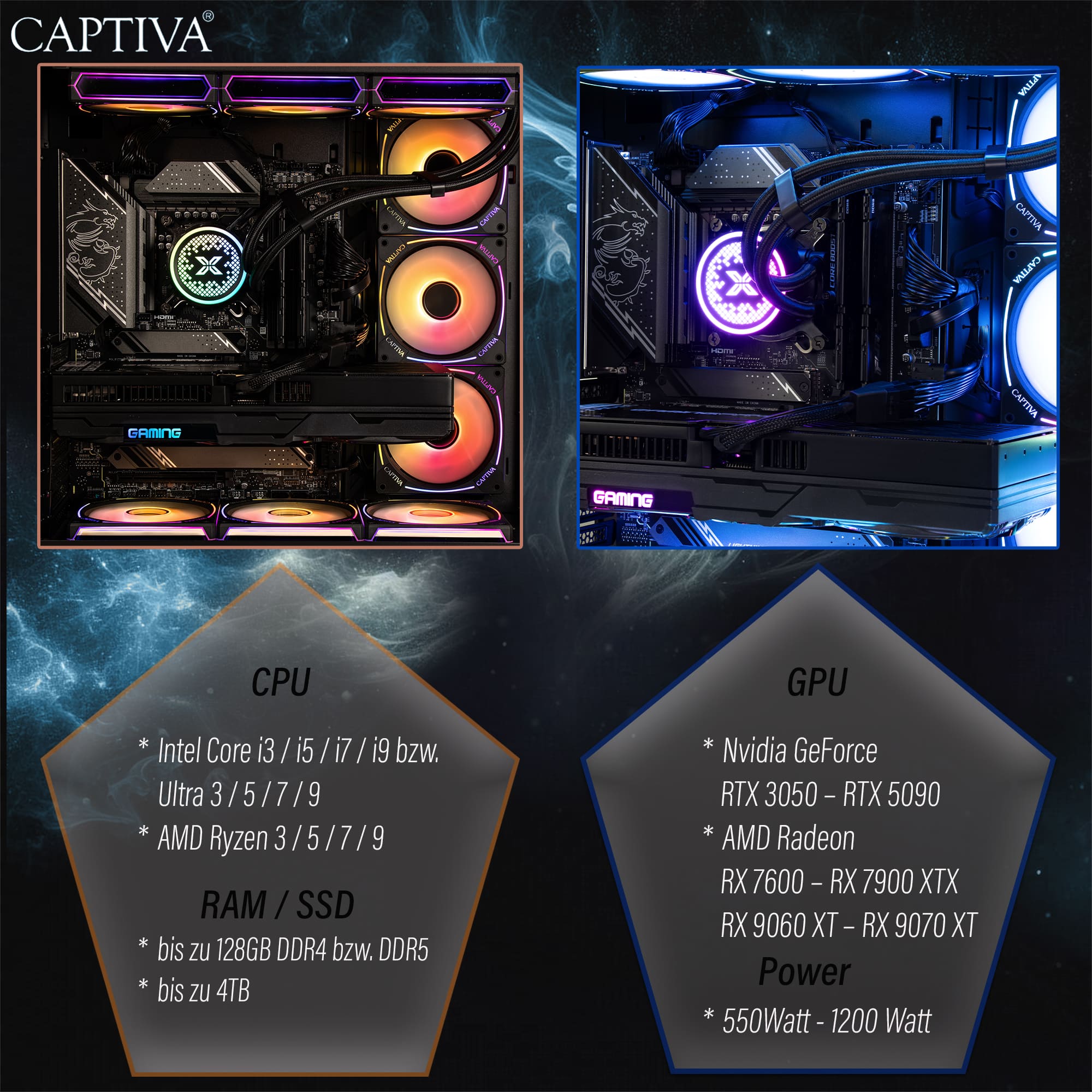 CAPTIVA Gaming-PC "Highend Gaming I93-686", bunt (schwarz), ohne Betriebssystem, GeForce RTX™ 5070, 32 GB RAM 2.000 GB SSD, Desktop-PCs, Gaming-PC