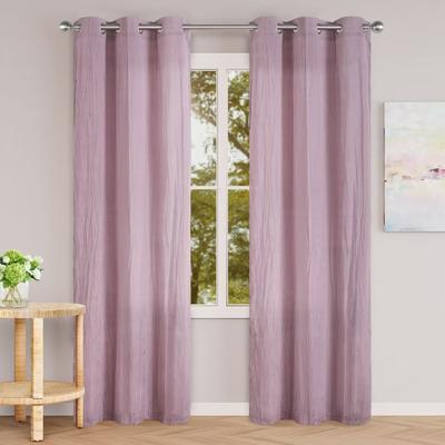 Awesome Home Cotton Blend Broomstick Crush Grommet Curtain Pair