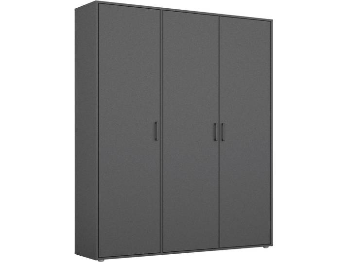 Kleiderschrank RAUCH VOYAGER Garderobe Wäscheschrank Schlafzimmer , grau (graumetallic, griffe graumetallic), B:140cm H:194cm T:53cm, Holzwerkstoff, Schränke, Kleiderschrank, mit 2 modernen Griffvarianten, viel Stauraum MADE IN GERMANY