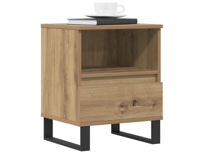 KTHLBRH Nachttisch Eiche Handwerk 40 x 35 x 50 cm Holz mehrschichtig Mit Schublade und Ablage, Metallbeinen, viel Stauraum, leicht zu reinigen