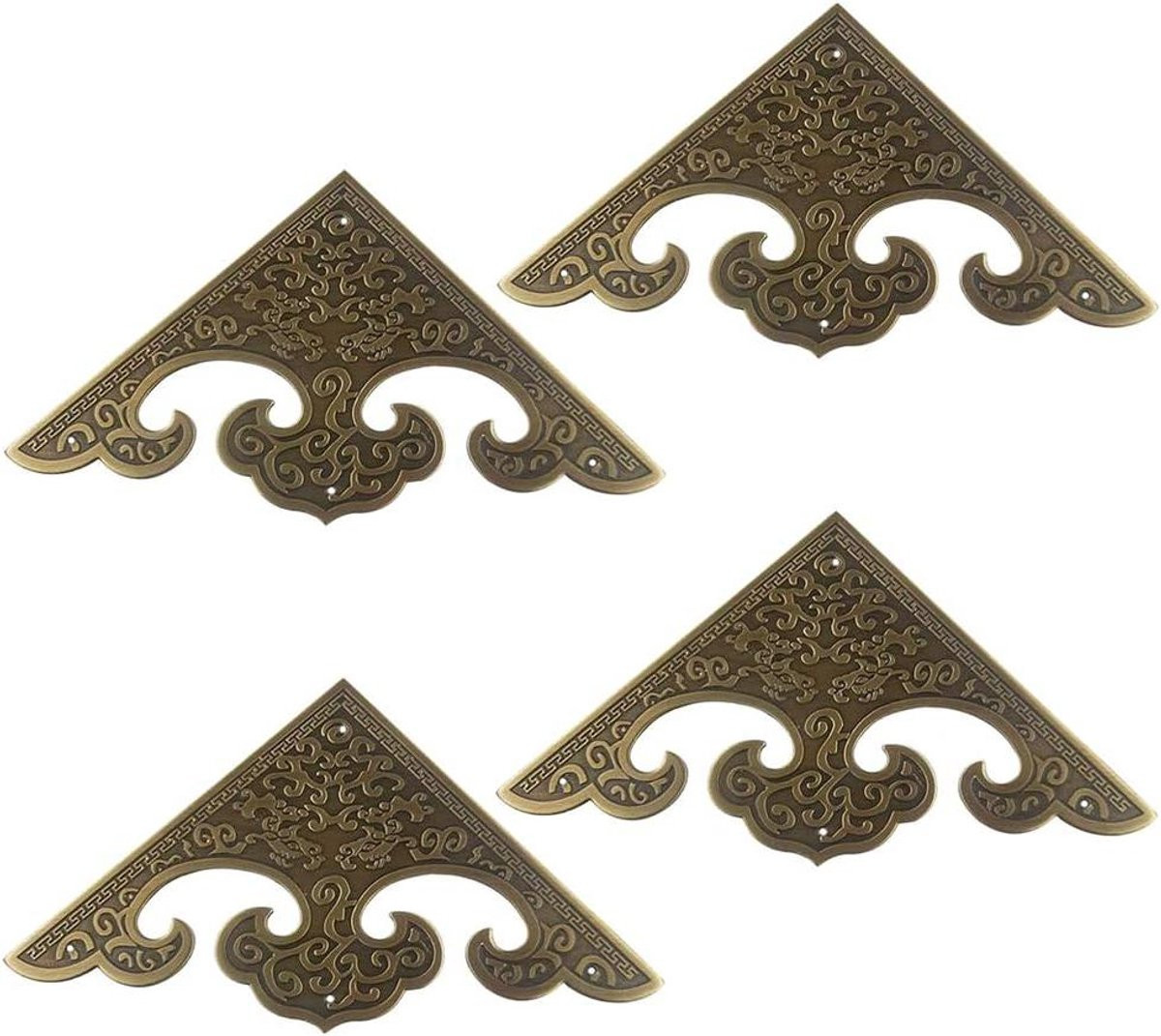 4 stuks Koperen Hoekbeschermers in Antiek Brons met Vintage Stijl