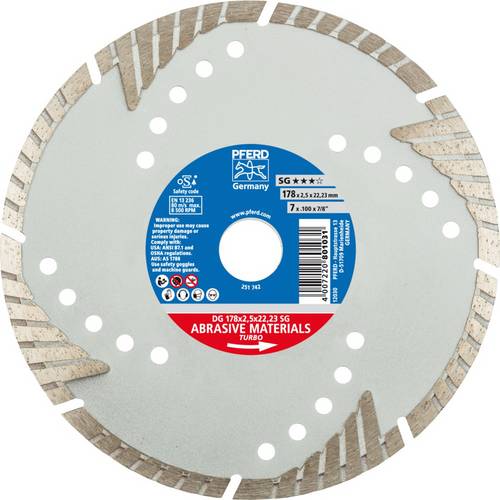 PFERD TOOLS 68000023 Dg Sg Diamanttrennscheibe Durchmesser 178mm Bohrungs-Ø 22.23mm 1St.