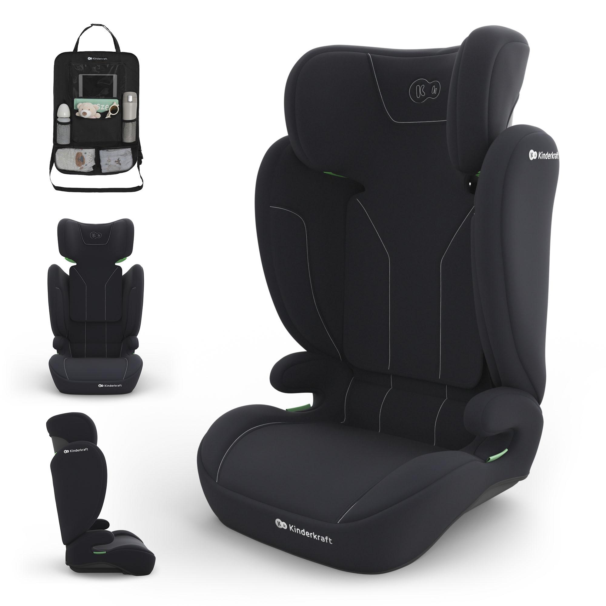 Kinderkraft I-SPARK 2 PLUS i-Size Autokindersitz 100-150 cm 2-in-1 Sitzerhöhung Schwarz, mit Auto-Organizer