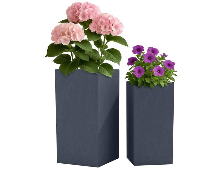 CLP Pflanzkübel 2er Set Anthrazit, Kunststoff, 80 cm, Dekoration, Blumen & Blumentöpfe, Übertöpfe