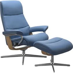 Relaxsessel STRESSLESS "View", blau (lazuli blau), B:78cm H:108cm T:78cm, Sessel, Relaxsessel, mit Cross Base, Größe S, M & L, Holzakzent Eiche