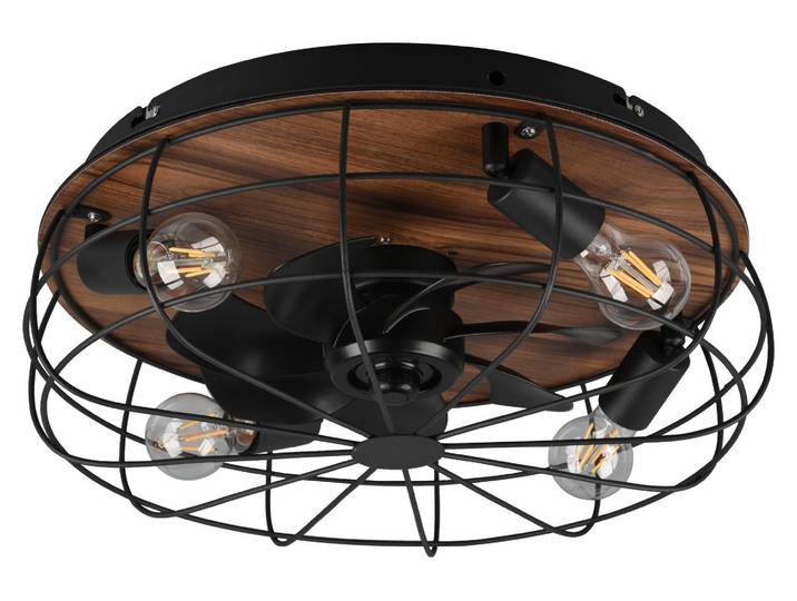 Ventilateur de plafond avec éclairage LED TRONDHEIM R61105032 black-wood