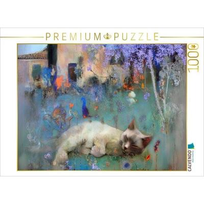 CALVENDO Puzzle Schlummernde Katze im Garten | 1000 Teile Lege-Größe 64x48cm Foto-Puzzle für glückliche Stunden, Sonstige von , Calvendo Puzzle