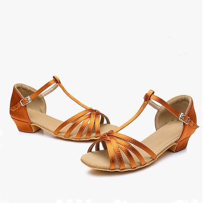 Weiße Riemchen-Lateintanzschuhe für Mädchen – bequeme und stylische T-Riemchen-Sandalen mit niedrigem Absatz und weicher Wildledersohle für Gesellschaftstanz und Salsa