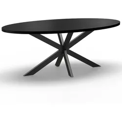 BIG Möbel GmbH Gastro Esstisch 200x100 cm Oval | Dunkle Holzoptik | Spider-Gestell