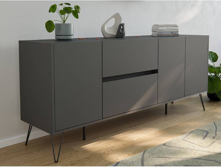 Meuble TV Industrial Panneau aggloméré plaxé Gris/Graphite 76cm