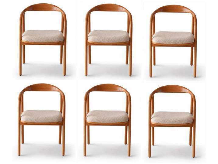 JVmoebel Sitzgruppe 6х Rahmenstuhle Modern Beige Ergonomisch Hölzern Gepolstert Stabil, (6-tlg), Made in Europa