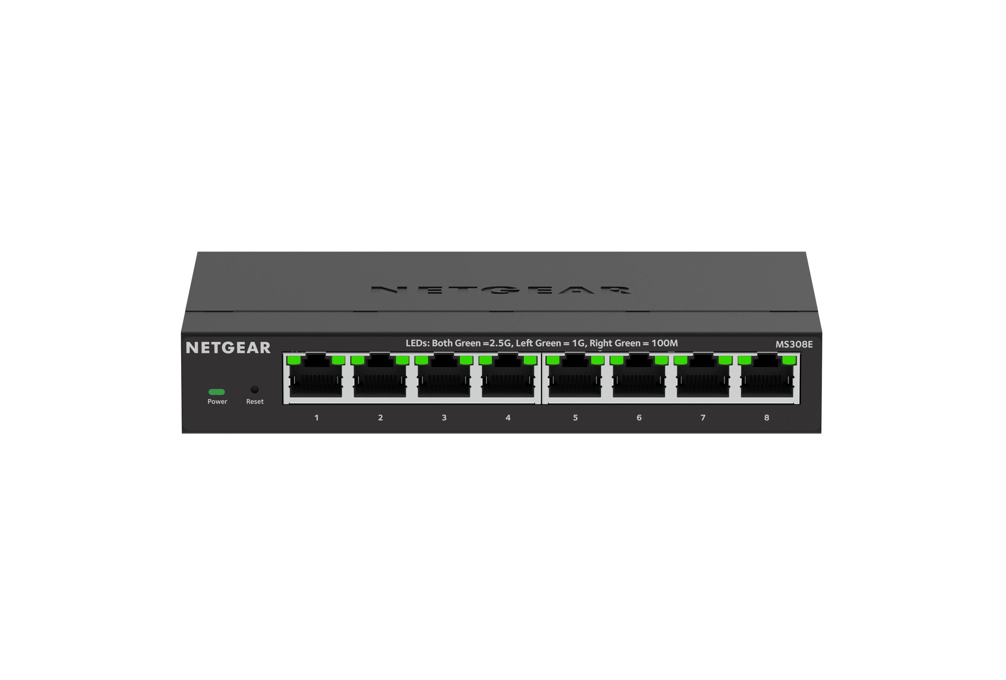 NETGEAR 8-Port Multi-Gigabit Ethernet Plus Switch (MS308E) – Managed, mit 8 x 1G/2,5G, Desktop- oder Wandbefestigung und eingeschränktem Schutz über 5 Jahre MS308E-100EUS