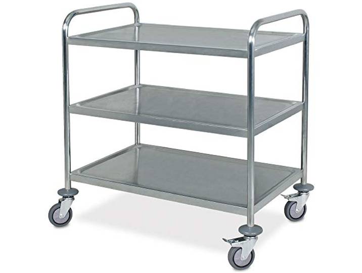 BRB Edelstahl-Servierwagen, 3 Etagen, LxBxH 860x540x940 mm, Tragkraft 150kg