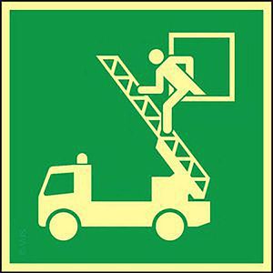 Abtec Hinweisschild ISO 7010 E017 Folie, 20 x 20 cm, langnachleuchtend, Rettungsfenster