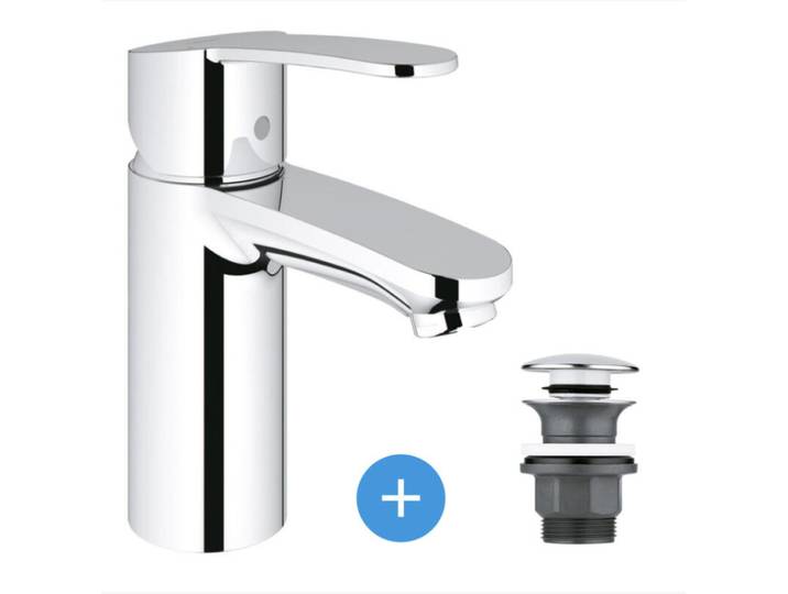 Eurostyle Cosmopolitan Set Mitigeur lavabo Taille S + Bonde clic clac Grohe pour lavabo avec trop-plein (3246820E-CLICCLAC)