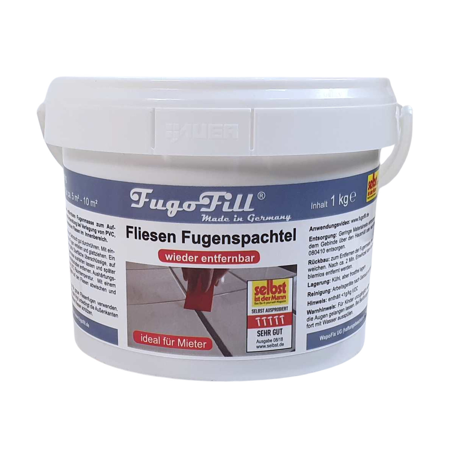 Fliesana FugoFill verwijderbare voegmortel voor tegels, grijs, 1 kg