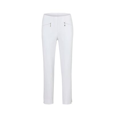 7/8-Hose GOLDNER "Stretchhose LOUISA, dehnbar & mit Taschen", Damen, Gr. 42, N-Gr, weiß, Obermaterial: 67% Baumwolle CO. 28% Polyamid PA. 5% Elasthan EL., Hosen 7/8-Hose