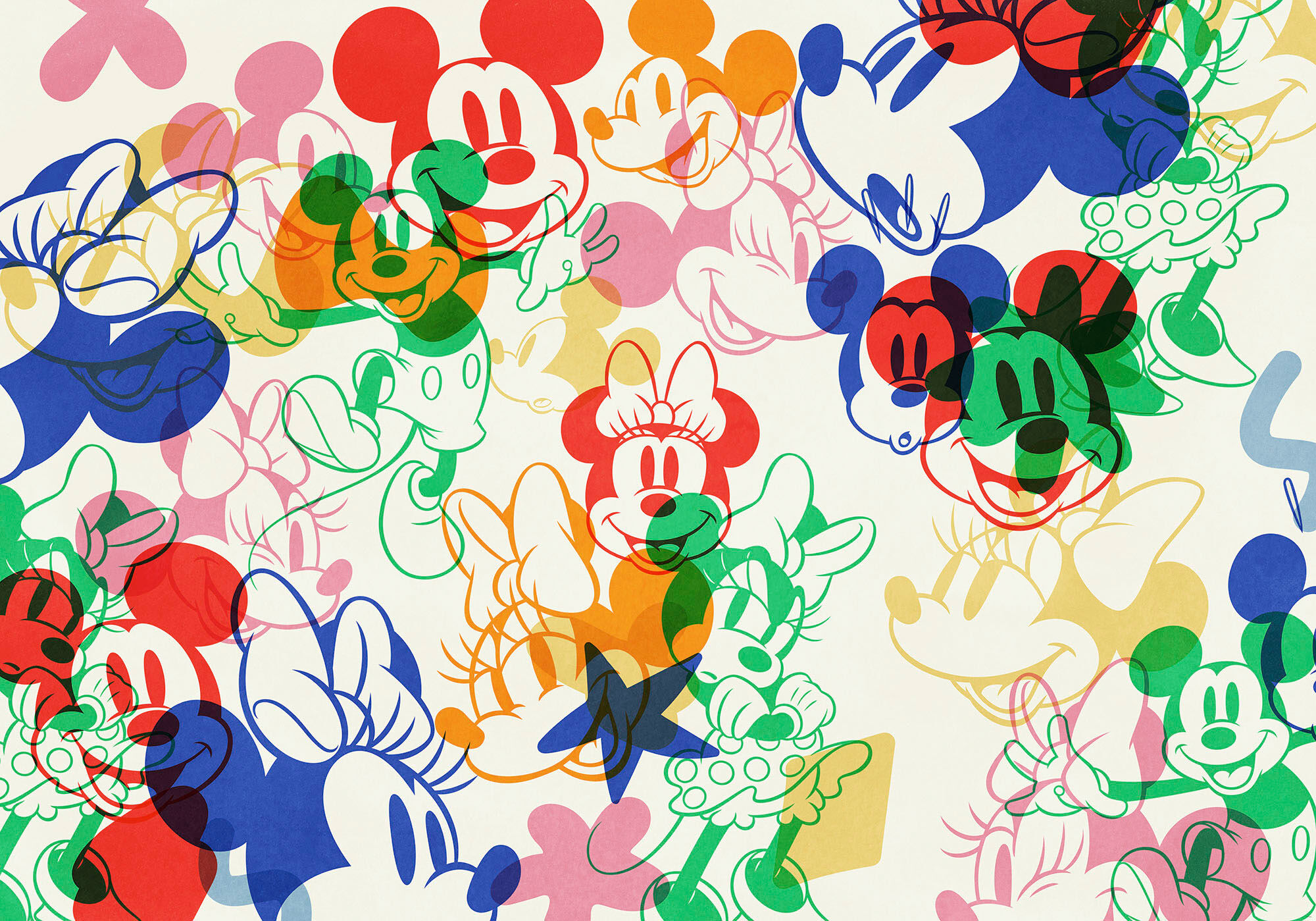 Fototapete KOMAR "Digitaldruck Vlies - Mickey and Minnie Mixture - Grösse 400 x 250 cm", bunt, Rollen: 1, Vlies, Tapeten, Fototapete, Kinderzimmer bunt Rollen: 1